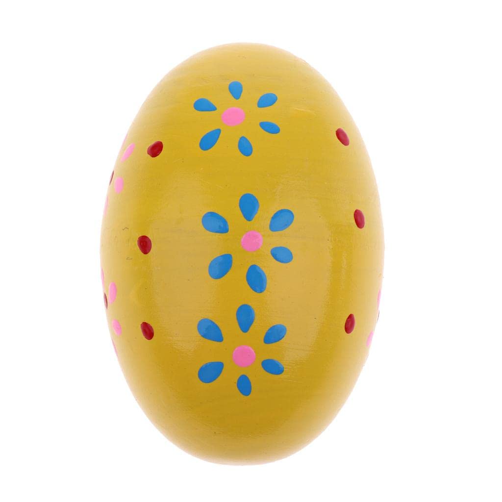 SECRET DESIRE Wood Hand Shaker Egg Intelligence Percussion Toy for Early Learning Yellow