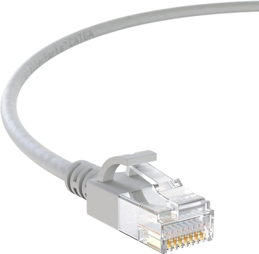 Installerparts Ethernet Cable Cat6A Slim Cable Utp Booted 1 Ft (20 Pack)   Gray   Professional Series   10Gigabit/Sec Network/Hi