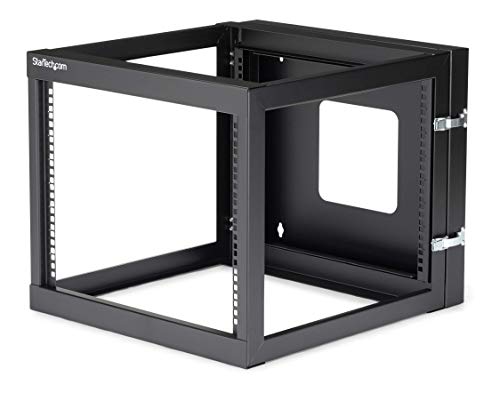 Startech.Com 8U Hinged Open Frame Wall Mount Network Rack   4 Post 22'' Depth Swing Out Computer Equipment Rack   140Lbs Capacit