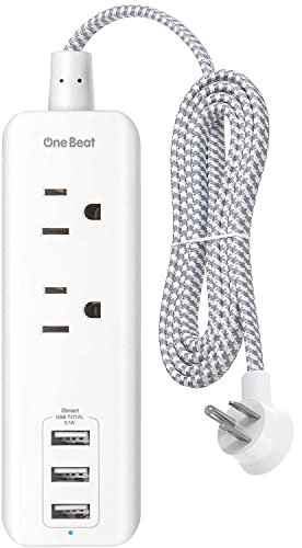 Power Strip With Usb   2 Outlets 3 Usb Charging Ports(3.1A, 15W), Desktop Charging Station With 5 Ft Braided Extension Cord, Fla