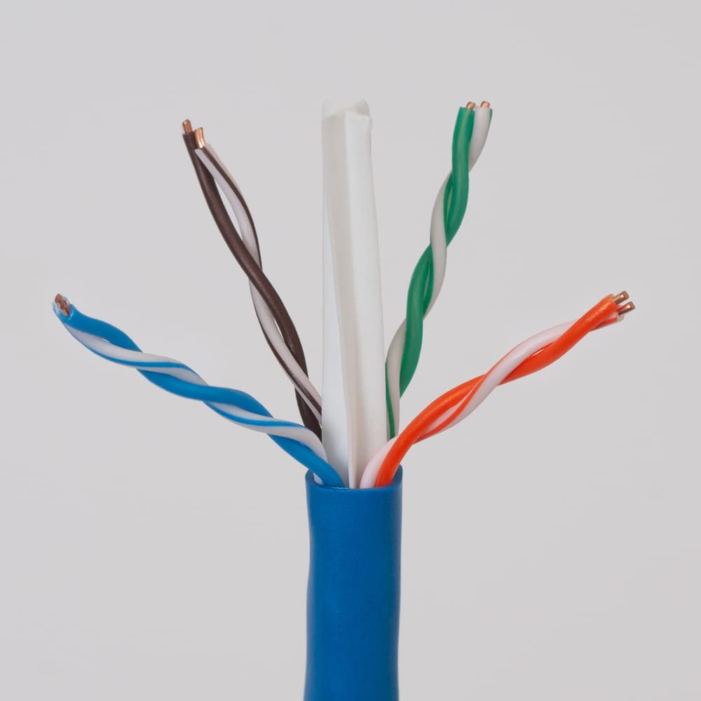 ICC Cat6A CMP Plenum 1000ft   UTP 23AWG, 100% Solid Pure Copper, Unshielded, Bulk Ethernet Cable on Reel, PoE++, 650MHz, UL Certified, ETL Verified, RoHS, TAA and NEC Compliant, Made in USA, Blue