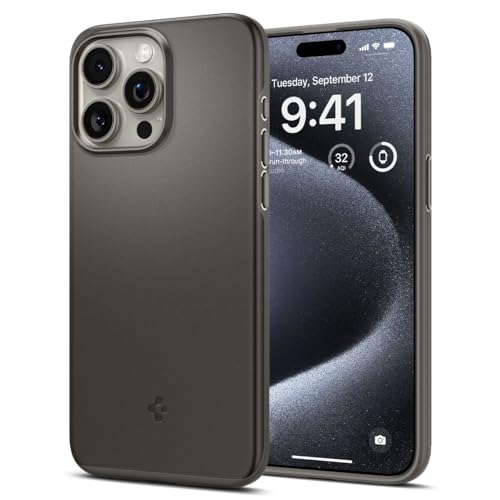 Spigen Thin Fit Designed For Iphone 15 Pro Case (2023), [Military Grade Protection]   Gunmetal