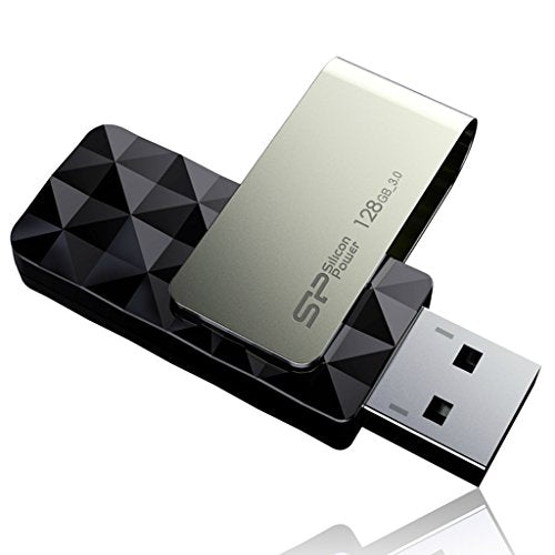 Silicon Power 128Gb Blaze B30 Usb 3.0 Swivel Flash Drive, Black (Sp128Gbuf3B30V1K)