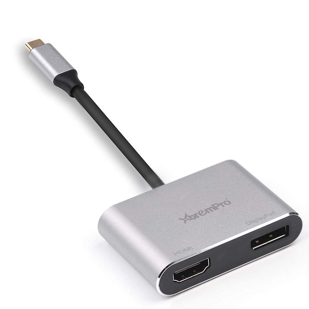 Xtrempro , Usb Type C To Hdmi And Displayport Adapter Supports Up To Two 4K 30Hz Monitors, Compatible With Windows Systems Only