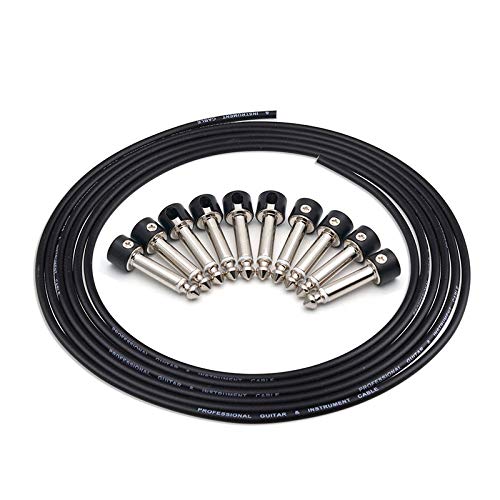 Saphue Guitar Bass Patch Cable Multi Effects Guitar Pedal, Solderless Pedalboard Cable Kit,10Ft Cable 10 Tip Connectors Solderle