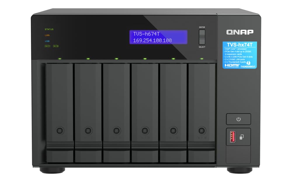 Qnap Tvs H674T I5 32G Us 6 Bay High Speed Desktop Nas With Intel 12Th Gen Core I5 6 Core Cpu, 32Gb Ddr4 Memory, Thunderbolt 4 An