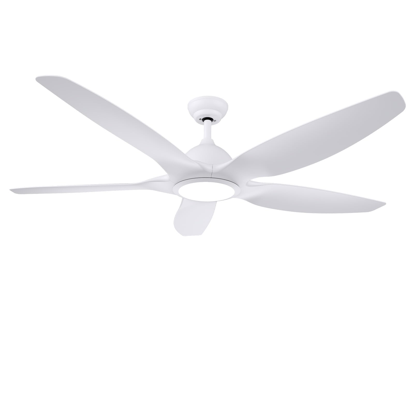 Newday 60 White Ceiling Fans with Light and Remote, Modern, Noiseless Reversible DC Motor, Large Indoor, Kitchen, Bedroom, Livin