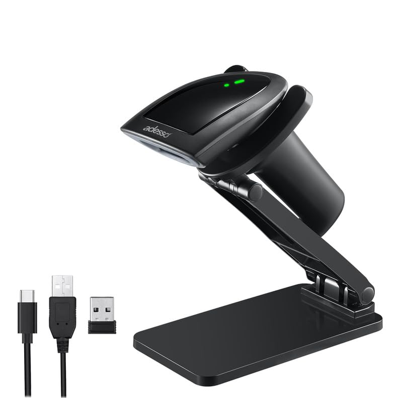 Adesso NuScan 2900 2D Barcode Scanner with Triple Connection Mode - Bluetooth, 2.4GHz Wireless & USB - CMOS Sensor with 12 Scan