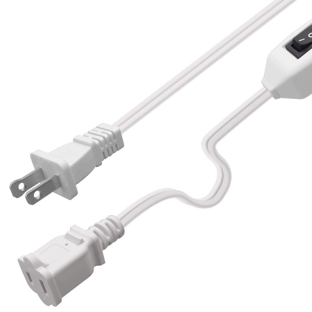 Strhowill Short 1 Foot (White) On Off Switch Extension Cord,Nema 1 15P To 1 15R Extension Power Cord,Etl Certified Polarity Us S