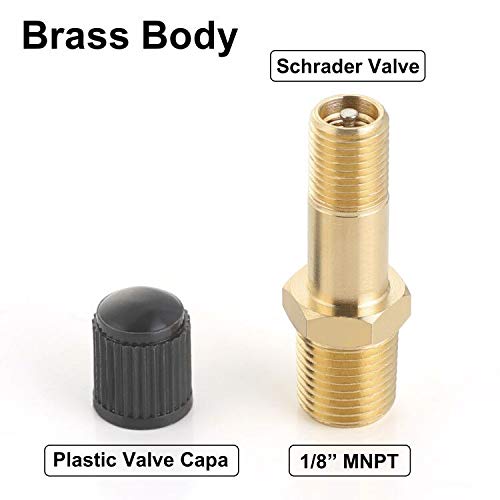 Hromee Air Tank Valve 1/8'' Mnpt, 4 Pieces Brass Fill Valve With Caps, Using With Compressed Air Tank