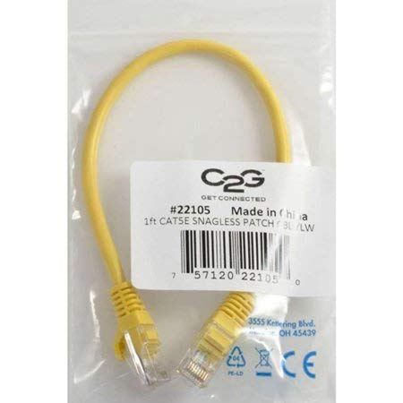 C2G 00430 Cat5E Snagless Unshielded (Utp) Network Patch Cable   Patch Cable   Rj 45 (M)   Rj 45 (M)   2 Ft   Utp   Cat 5E   Mold