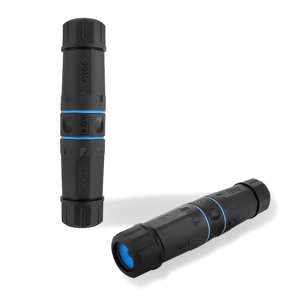 Ip68 Waterproof Rj45 Coupler, Shielded Pure Copper Waterproof Ethernet Coupler, Ip68 Waterproof Ethernet Outdoor Lan Cable Connector For Cat5, Cat5E/Cat6/Cat7/Cat8 Ethernet Cable (Black 2 Pack Female)