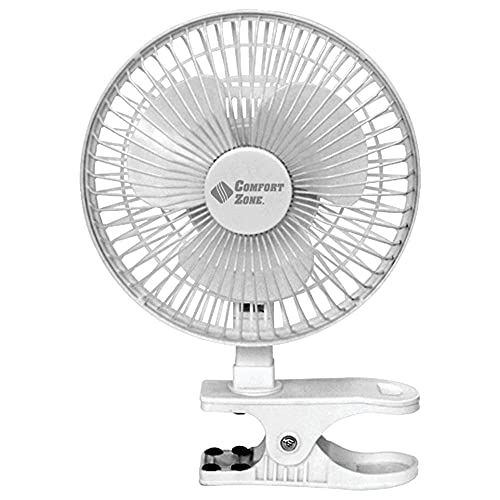 Comfort Zone Cz6C 6'' Quiet Portable Indoor 2 Speed Desk Fan With Clip And Fully Adjustable Tilt, White