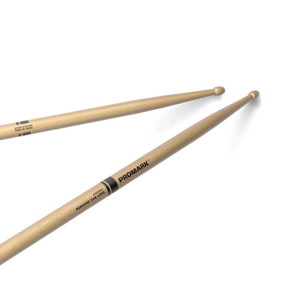 Promark Rebound 5Ab Long Hickory Drumsticks   Enhanced Reach For Versatile Drumming   Acorn Wood Tip   1 Pair