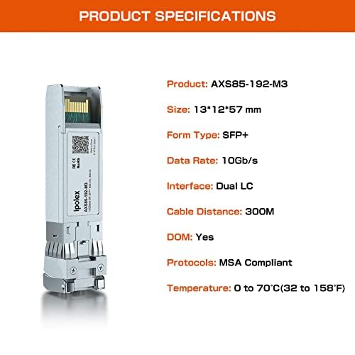 Ipolex 10Gbase Sr Sfp+ Transceiver, 10Gb 850Nm Multimode Lc Sfp Module For Cisco Sfp 10G Sr, Meraki Ma Sfp 10Gb Sr, Unifi Uacc O