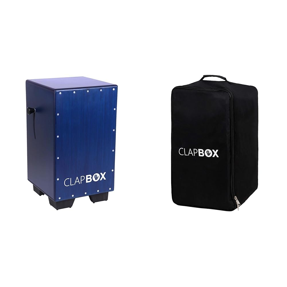 Clapbox Adjustable Snare Cajon CB40 Blue, Birch Wood (H:50 W:30 L:30)  3 Internal Snares & Clapbox Cajon Bag with Carry Handle