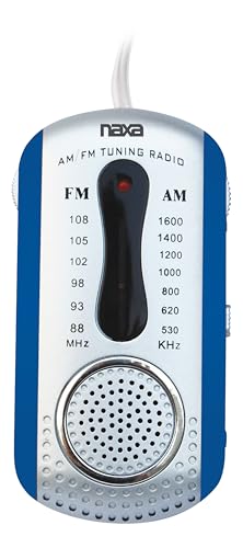 Naxa Electronics Nr 721 Portable Am/Fm Mini Pocket Radio With Built In Speaker, Blue, 8.25 Inch X 5.25 Inch X 1.60 Inch (Nr 721