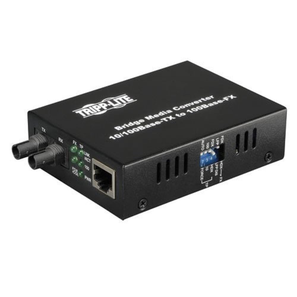 Tripp Lite Network Copper Rj45 Ethernet To Fiber St Duplex Multimode Extender Media Converter, 1310Nm Wavelength, 10/100 Mbps, E
