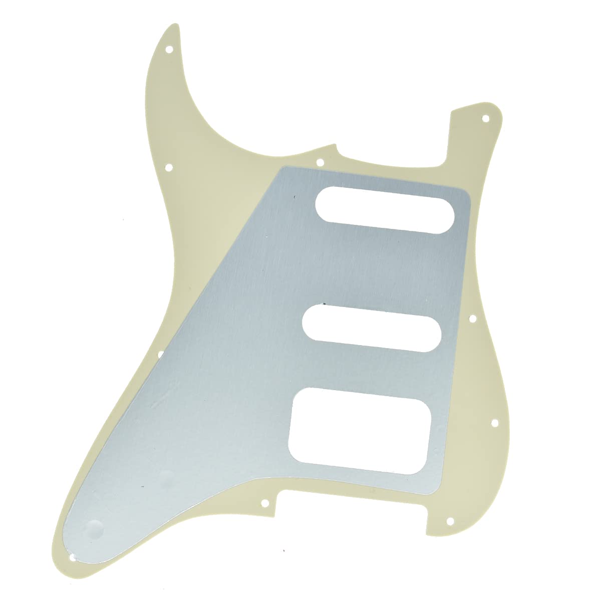 Dopro 11-Hole Strat HSS Guitar Pickguard, Cream 3 Ply, 3-Screw Humbucking Pickup Mount for American Fender Stratocaster