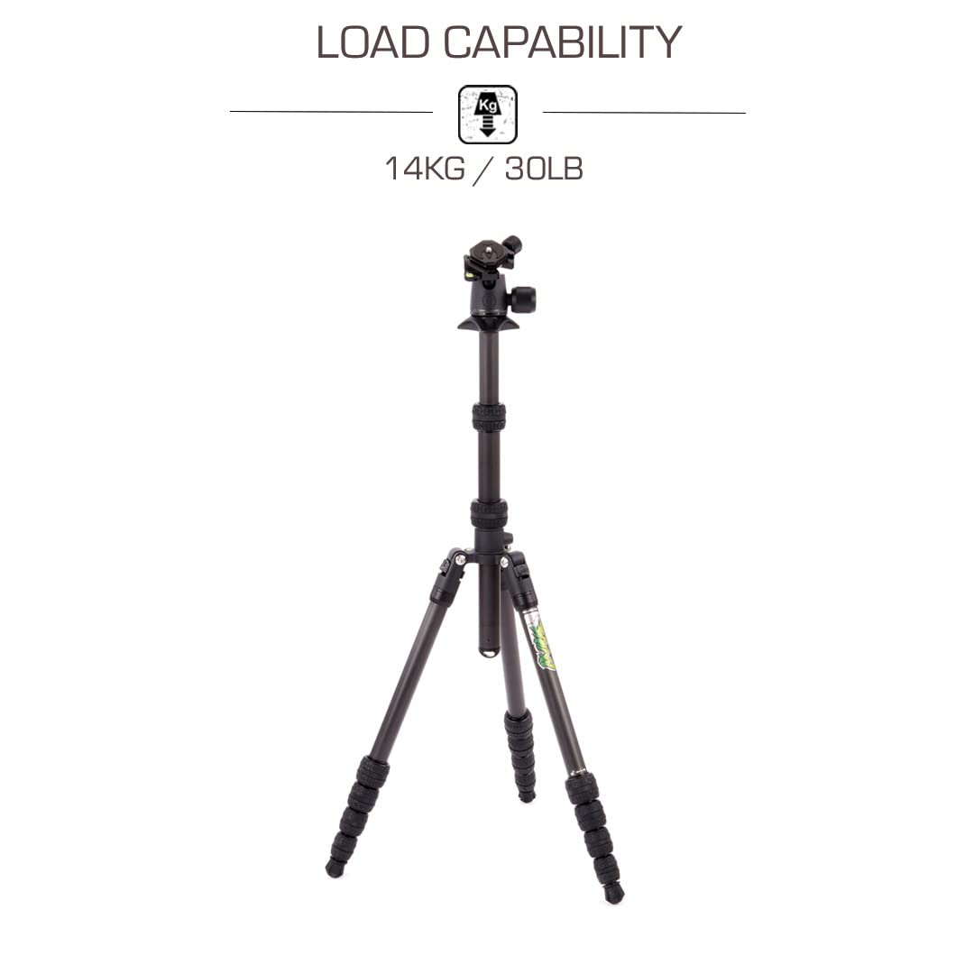 3 Legged Thing Punks Brian 2.0 Carbon Fibre Travel Friendly Tripod   Compact & Adjustable Camera Tripod With Three Detachable Legs   Darkness (Matte Black) (Briandark2.0)