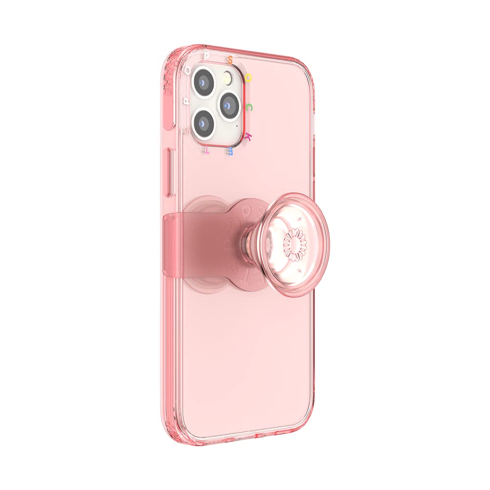 PopSockets iPhone 12 and 12 Pro Phone Case with a Repositionable PopGrip Slide Phone Stand and Grip with a Swappable Top - Peach