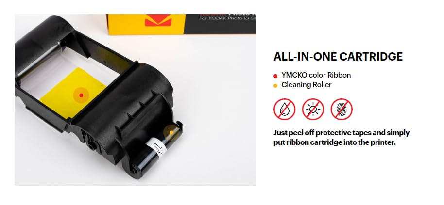 Kodak Id Printer Color Ribbon Easy Load Replacement Kit, Includes With 1Ea Color Ribbon And 100 Cards
