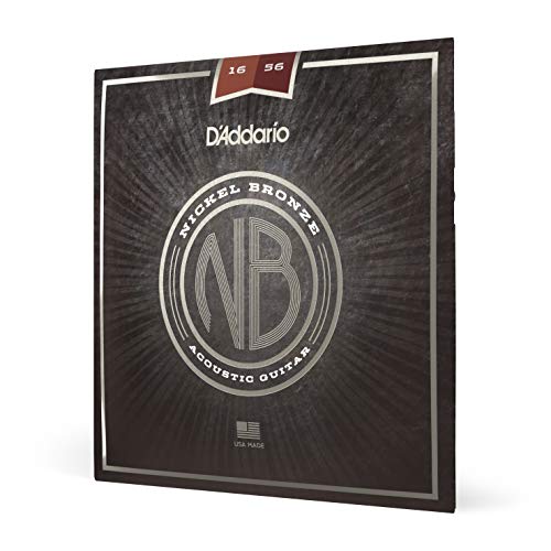 D'Addario Acoustic Guitar Strings, Nickel Bronze, Nb1656, Resophonic Guitar Medium Gauge 16 56, 6 String Set, Pack Of 1