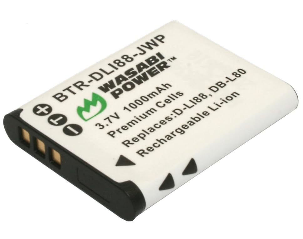 Wasabi Power Battery (2-Pack) And Charger For Pentax D-Li88, Optio H90, P70, P80, W90, Ws80