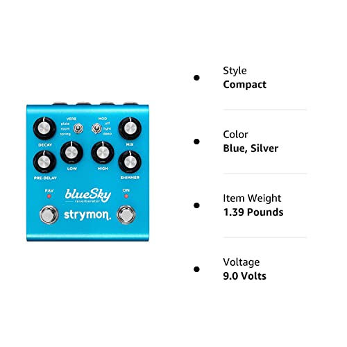 Strymon Bluesky V2 Guitar Effects Pedal With Studio Quality Plate, Room And Spring Reverbs, For Electric And Acoustic Guitar, Sy