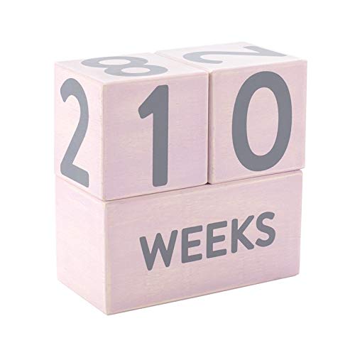 Pearhead Wooden Baby Photo Sharing Milestone Age Blocks, Monthly Milestone Prop For Baby Girl, Gift For New And Expecting Parent