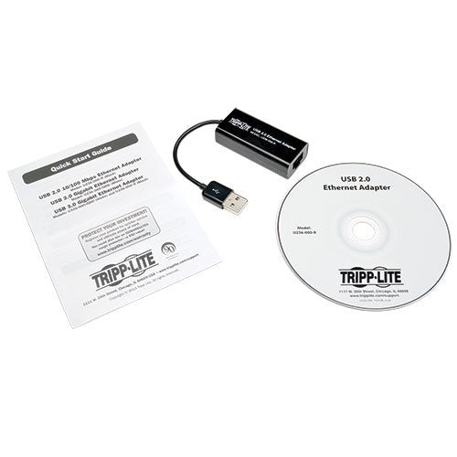 Tripp Lite Usb 2.0 Hi Speed To Ethernet Nic Network Adapter, 10/100 Mbps (U236 000 R), Black
