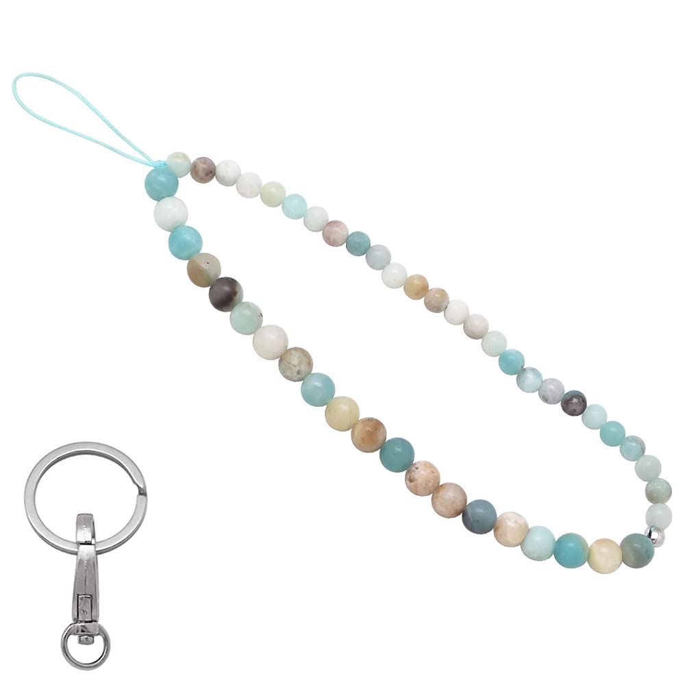 C&L Accessories Beaded Phone Charm Cell Phone Lanyard Wrist Strap Handmade Natural Gemstone Beads Phone Keychain Charm String De