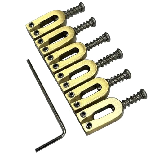 OVSAL Brass Guitar Bridge Saddles 10.5mm Electric Guitar Brass Saddles for Fender Strat Stratocaster Tele Telecaster 6 String Gu
