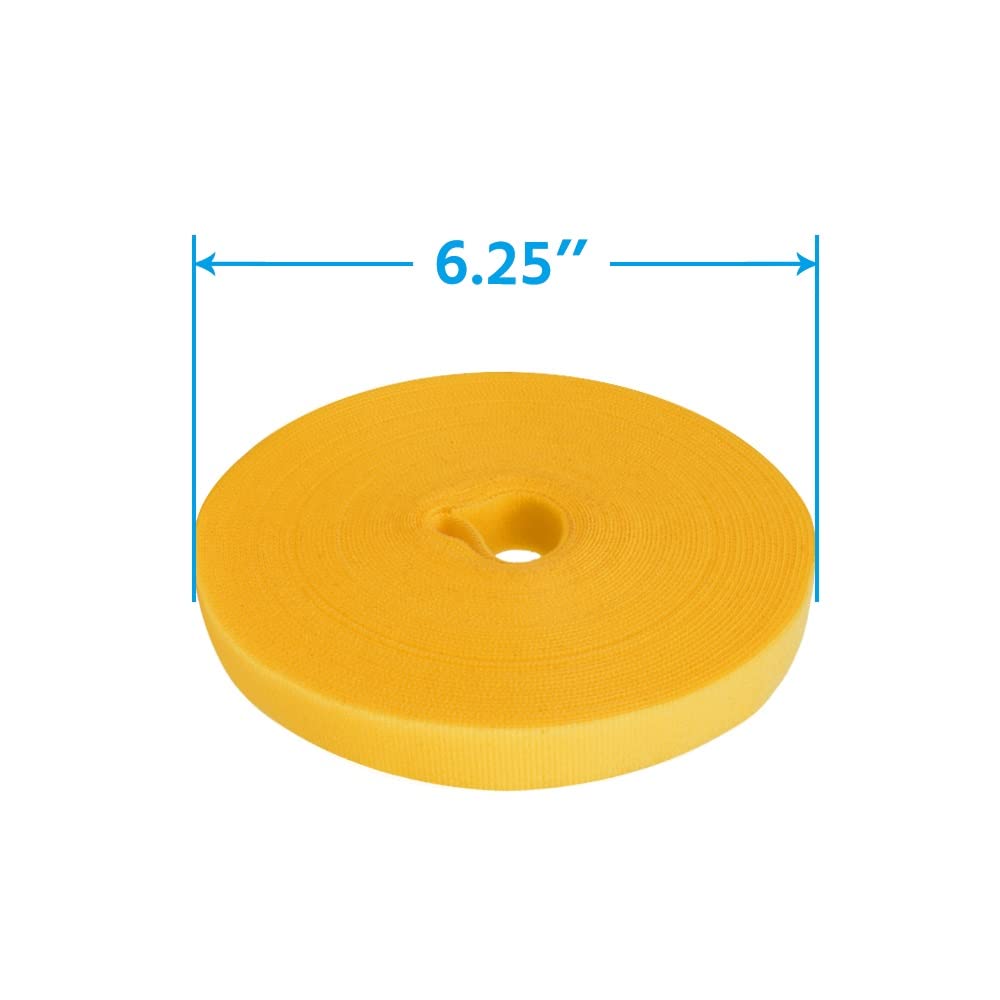 DIGITMON Hook and Loop Fastening Strap Tape Cable Tie Roll 50Ft 0.8" Width Yellow