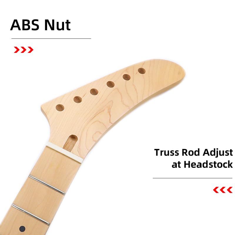 Banana Head Guitar Neck 24 Fret 25.5 Inch Maple Fretboard Bolt On For Electric Guitar Parts Replacement,14 Fretboard Radius