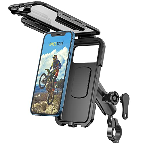 Imestou Anti Theft Waterproof Motorcycle Phone Holder Bike Phone Mount 1'' Ball Handlebar Stem Mobile Holder With Double Socket