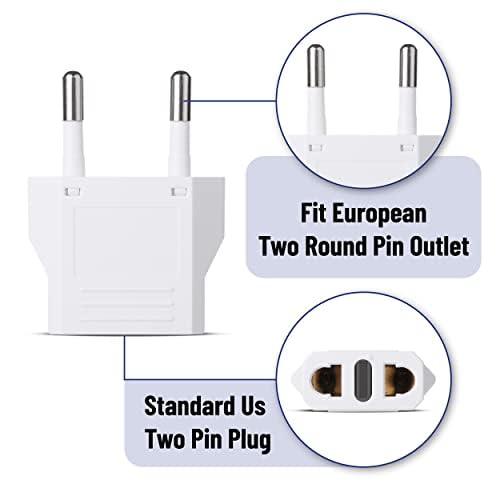 Bates  European Travel Plug Adapter, 12 Pack, Us To Europe Plug Adapter