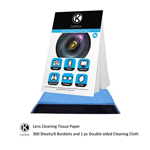 Lens Cleaning Paper Tissue 6X Booklets/300 Sheets + Double Sided Cleaning Cloth   Lens Cleaning Paper For Use On Camera Lenses   Double Sided Cleaning Cloth For Use On Electronic Screens