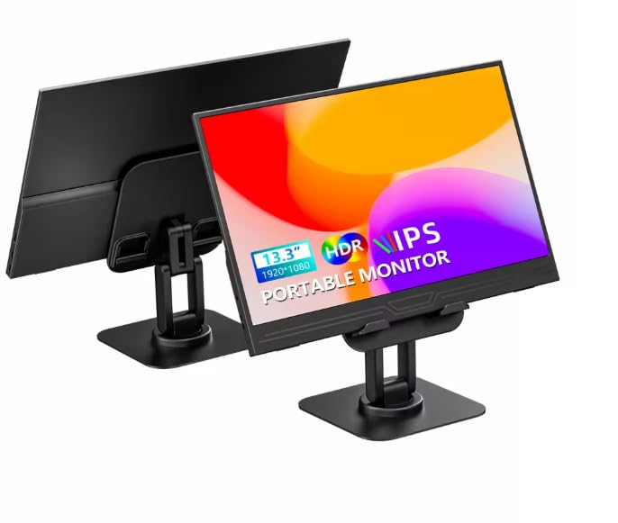 Veout 13.3 1080p Portable Monitor Slim Lightweight HDR Travel Small HDMI Display with Kickstand for Laptop PC/Mac/Phone/Xbox Swi
