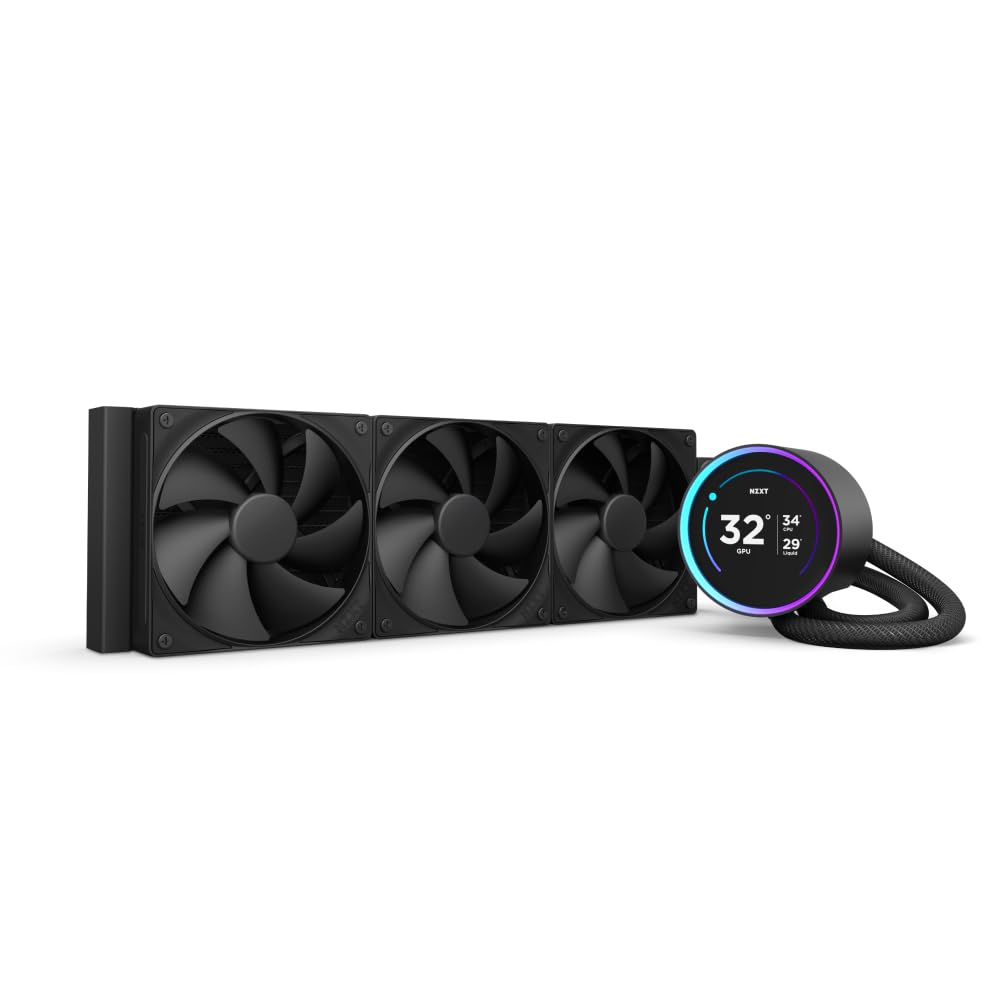 Nzxt Kraken Elite 360 2024   Aio Cpu Liquid Cooler   360Mm Radiator   3 X F120P Fans   Customizable 2.72'' Ips Lcd   Nzxt Turbin