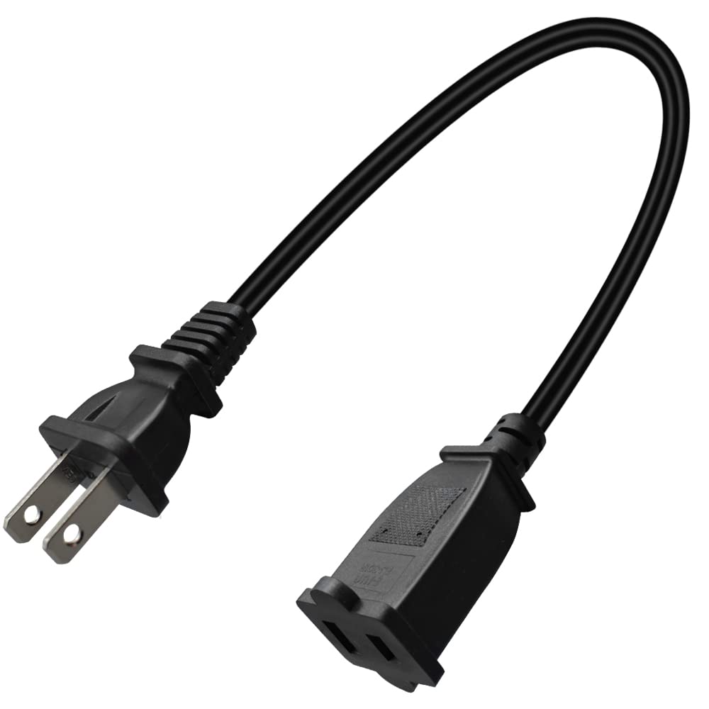 Strhowill Short 1 Foot Nema 1 15P To 1 15R Extension Cable,Us 2 Prong Male Female Extension Power Cord (No Polarized)