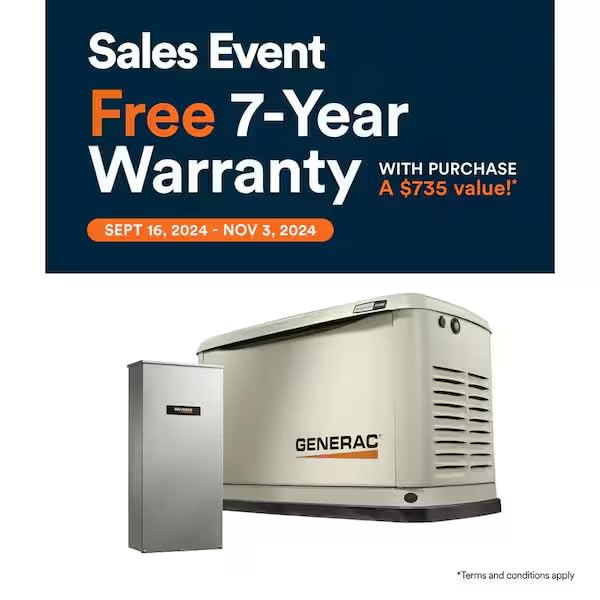 Generac 7290 26Kw Air Cooled Guardian Series Home Standby Generator   Comprehensive Protection   Smart Controls   Versatile Powe