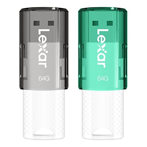 Lexar Jumpdrive S60 Usb 2.0 Flash Drives, 64Gb, Black/Teal, Pack Of 2 Flash Drives, Ljds60-64Gb2Nnu