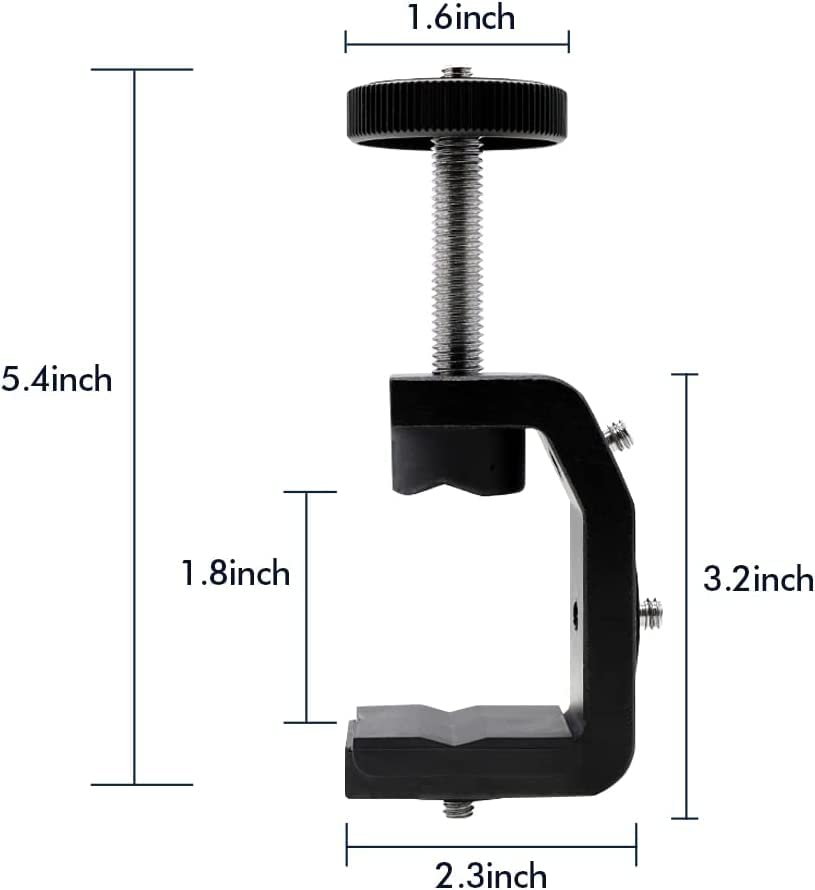 Slow Dolphin Photography C Clamp With Tripod Head, Adjustable Aluminum Alloy Clamp For Desktop, 360� Mini Ball Head Mount Camera Hot Shoe With 1/4� Thread For Dslr Camera,Monitor