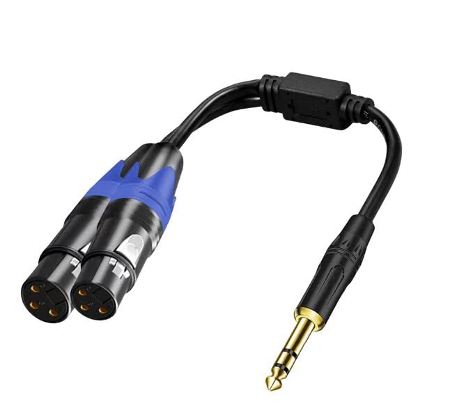Dual Female Xlr To 1/4 Inch(6.35Mm) Trs Stereo Male Plug Y-Splitter Cable, Unbalanced 2-Xlr Female To Quarter Inch Adapter Patch
