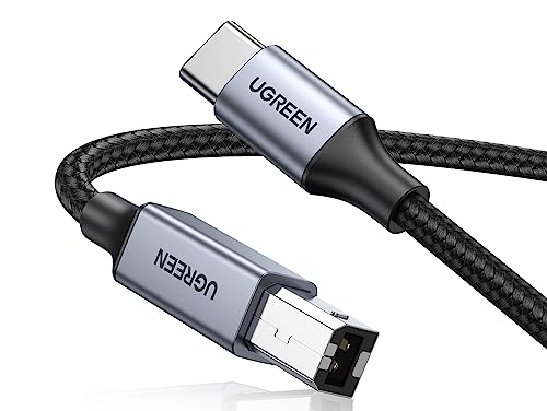 Ugreen Printer Cable Usb C To B 2.0 Scanner Cord Nylon Braided Wire Compatible With Epson Hp Brother Lexmark Printers Yamaha Dig