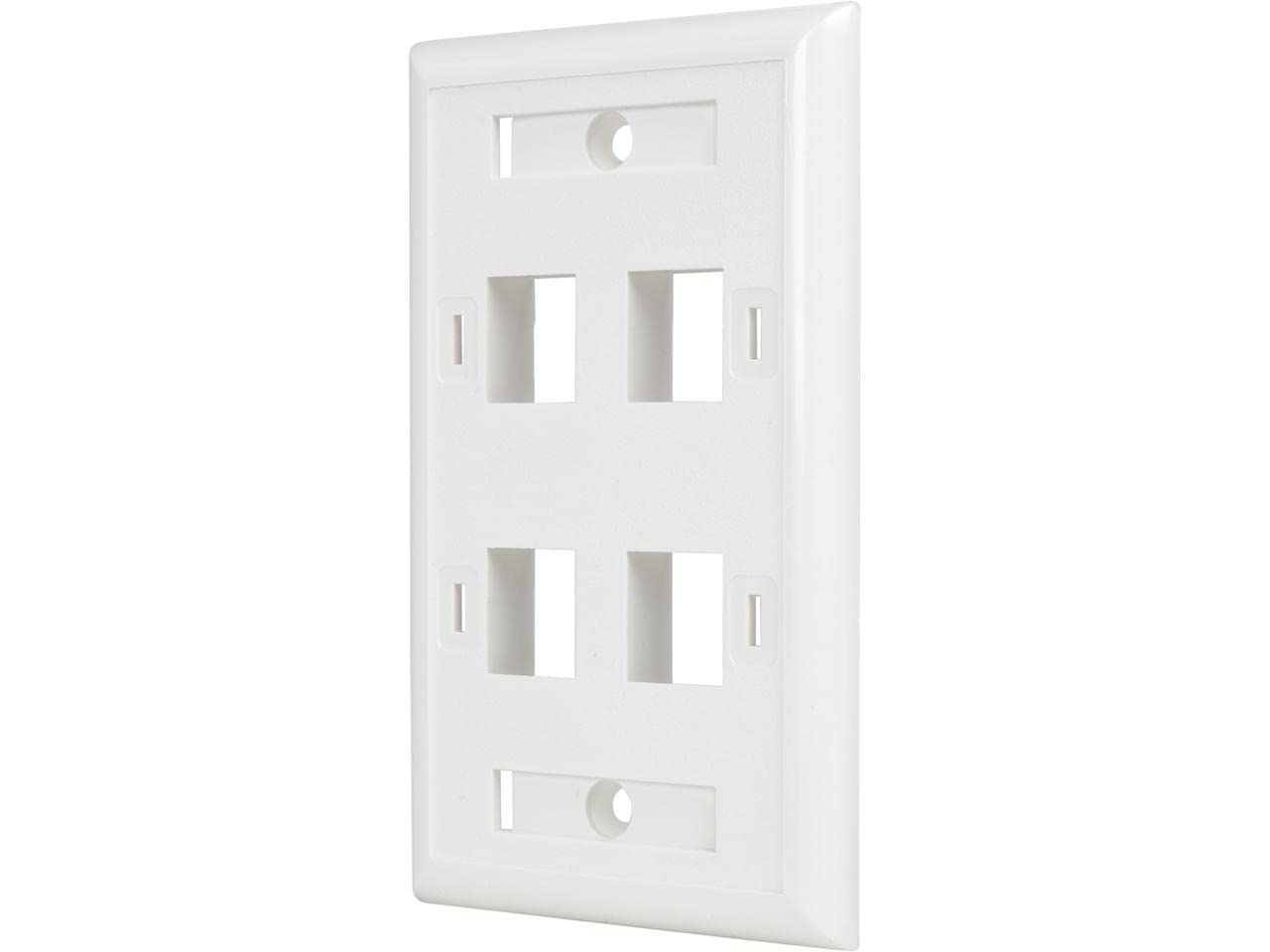 Tripp Lite Quad Outlet Rj45 Universal Keystone Face Plate / Wall Plate, White, 4 Port (N042 001 04 Wh)