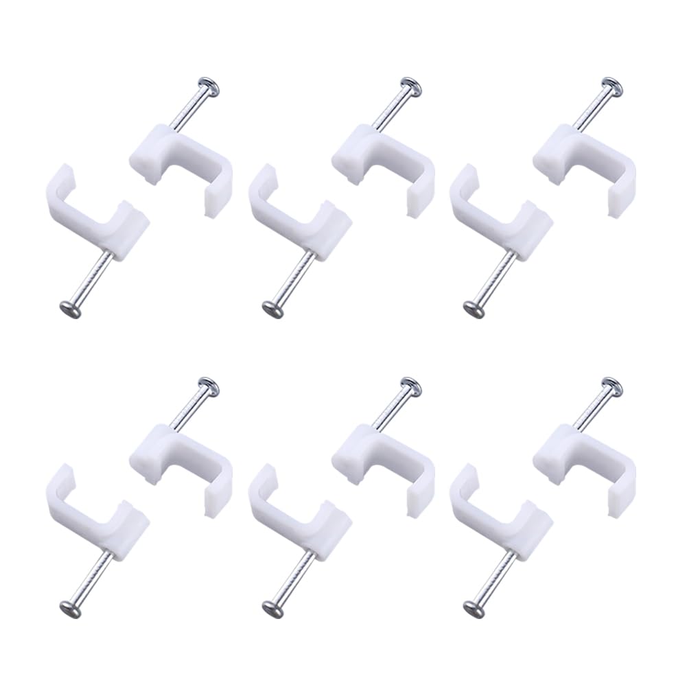 Gshllo 300 Pcs 6Mm Flat Cable Mounting Clips Electric Wire Wall Staples Single Cord Clamp Tacks With Steel Nails For Cable Manag