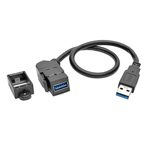 Tripp Lite Usb 3.0 Keystone/Panel Mount Extension Cable (M/F), Angled Connector, Black, 1 (U324 001 Kpa Bk)