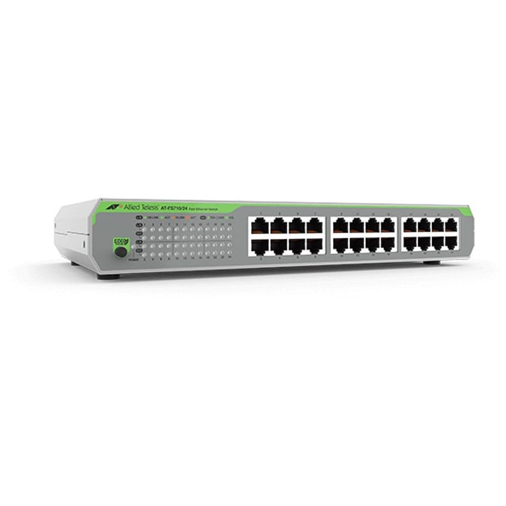 Allied Telesis Unmanaged Fast Ethernet Switch with 24 X 10/100TX Ports and an Internal PSU (AT-FS710/24-10)